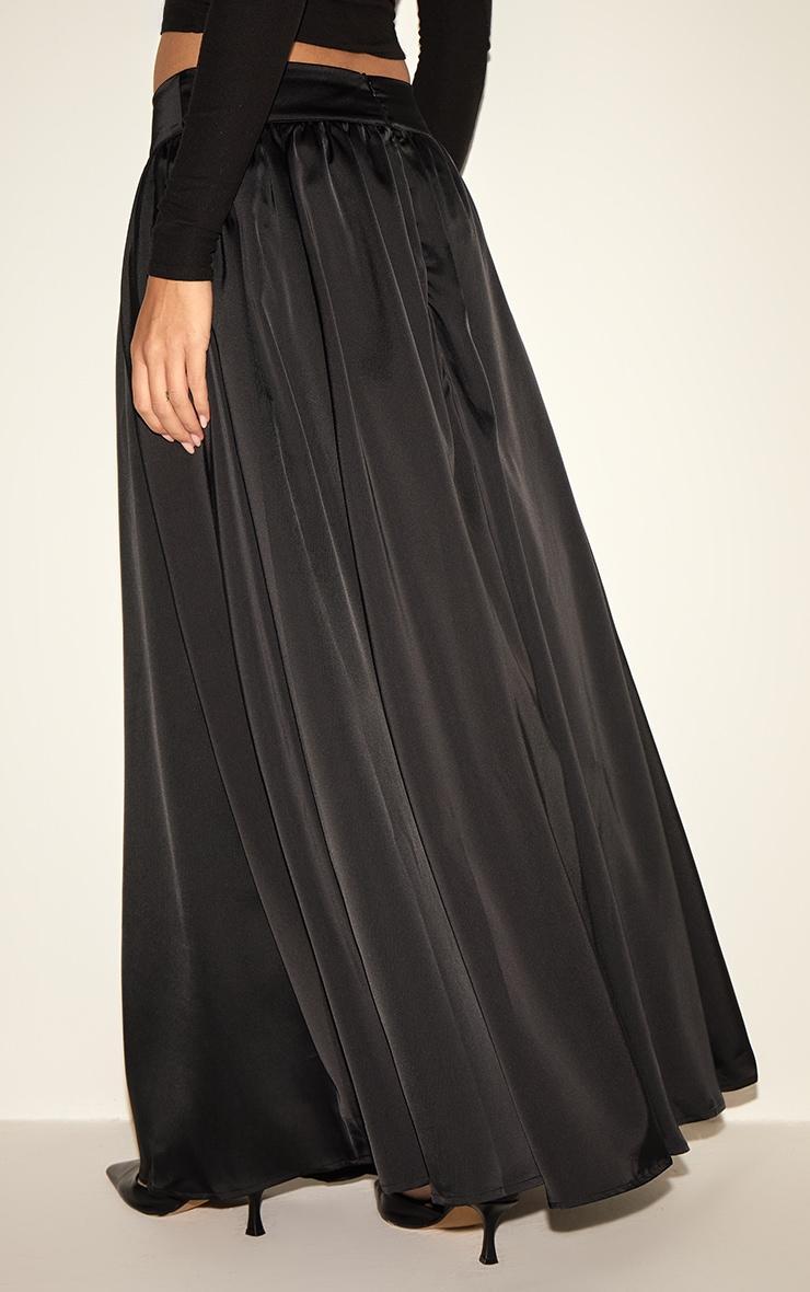 Black Premium Heavy Satin Maxi Skirt Product Image