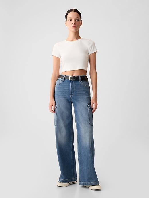 High Rise Stride Wide-Leg Cargo Jeans Product Image