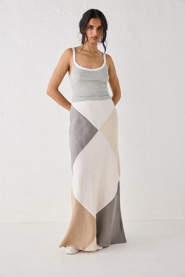 Valencia Bias Cut Linen Maxi Skirt Charcoal Product Image