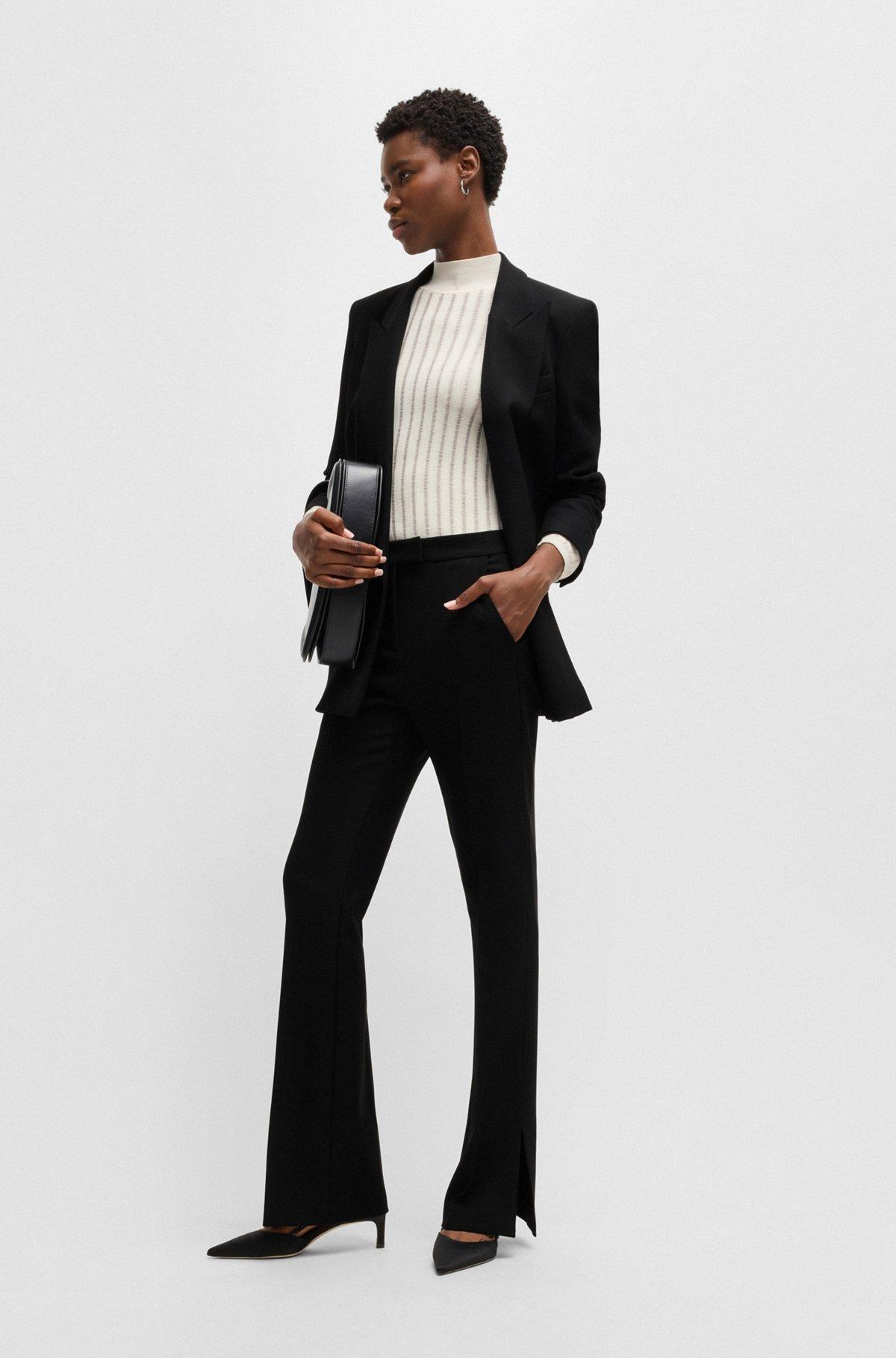 High-waisted slim-fit trousers with flared leg Product Image