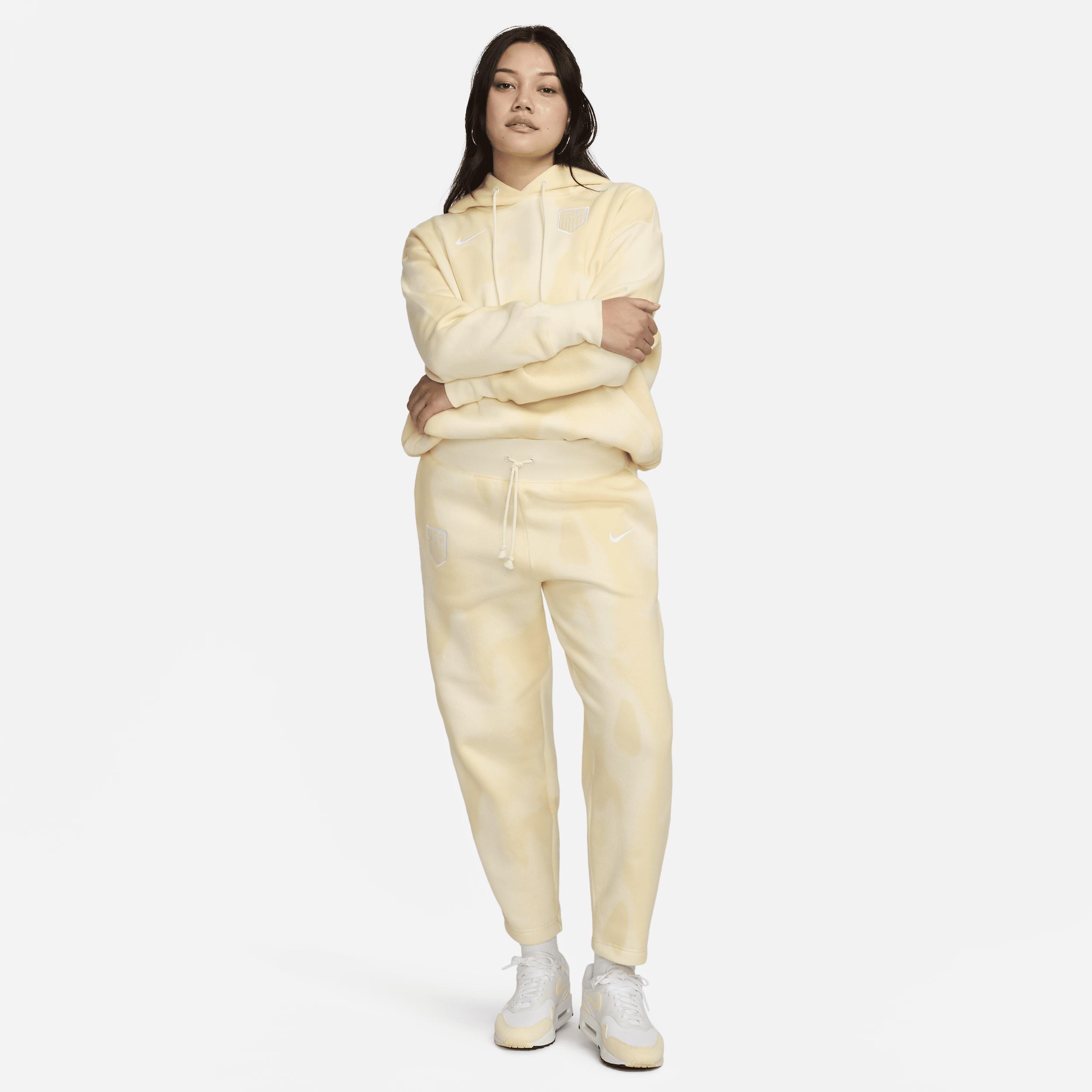 Nike Womens Cream Usmnt Phoenix Fleece High-Waisted Curve Pants Product Image