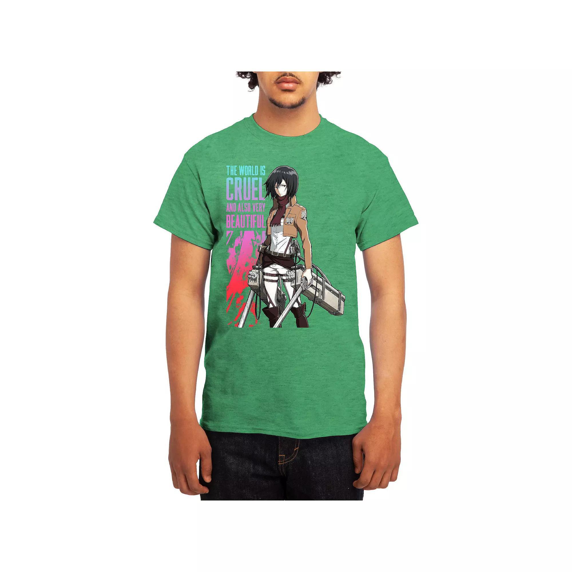 Men's Attack on Titan Cruel Beautiful World Tee, Size: Medium, Grey Kelly Product Image