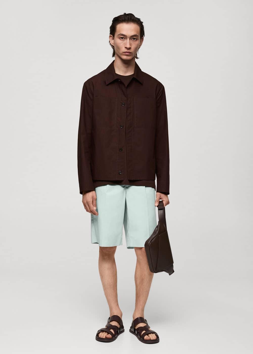 Mango Mens Cotton Pockets Detail Overshirt Product Image