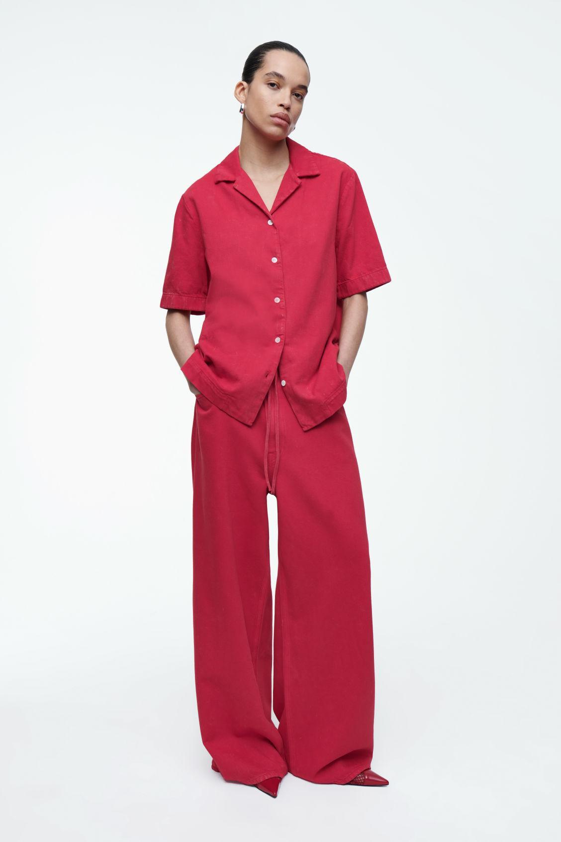 EXTRA WIDE-LEG DRAWSTRING DENIM PANTS Product Image