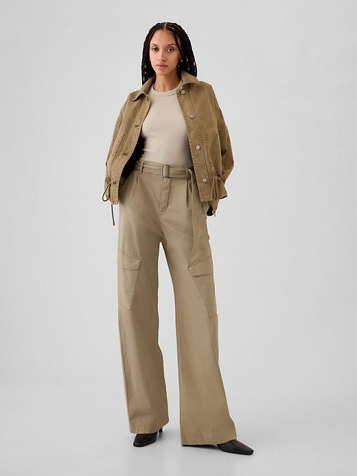 High Rise Cargo Baggy Trousers Product Image