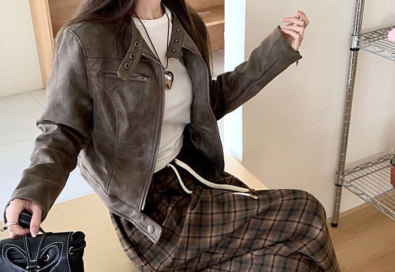 Drawstring Waist Plaid Wide Leg Pants Product Image