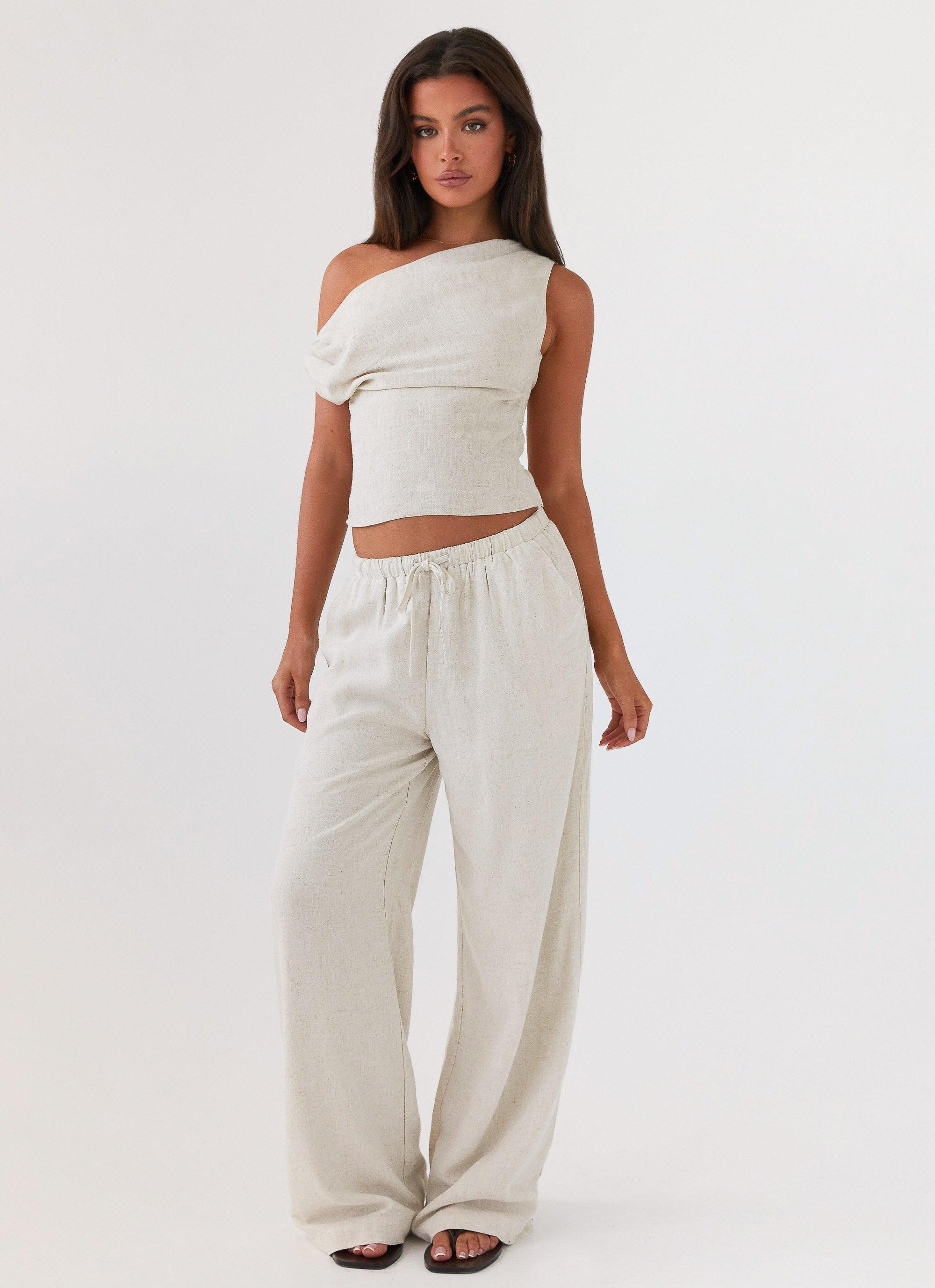 Fresh Face Linen Pants - Oatmeal Product Image