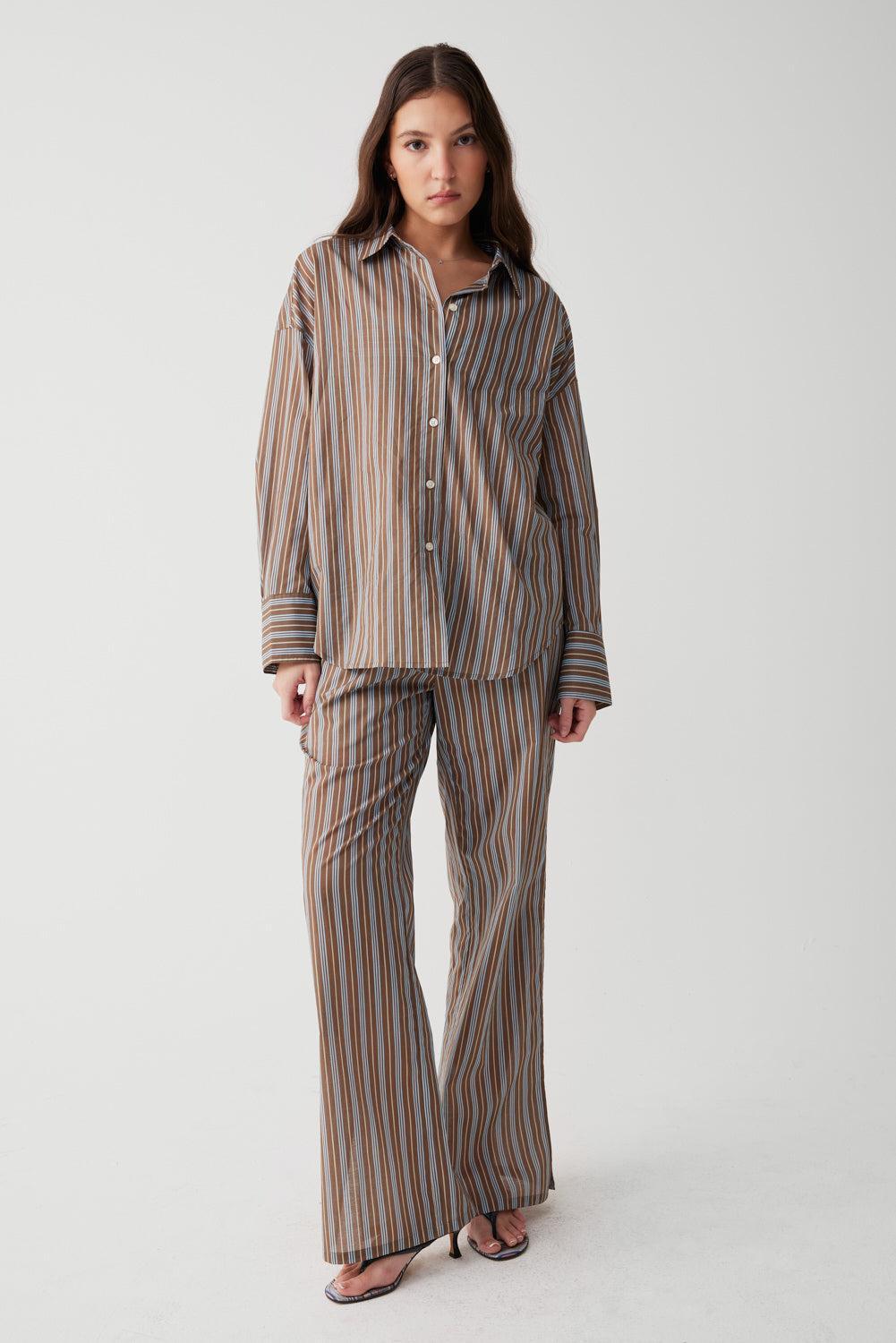 Daisy Striped Low Rise Pant - Ocean Stone Product Image