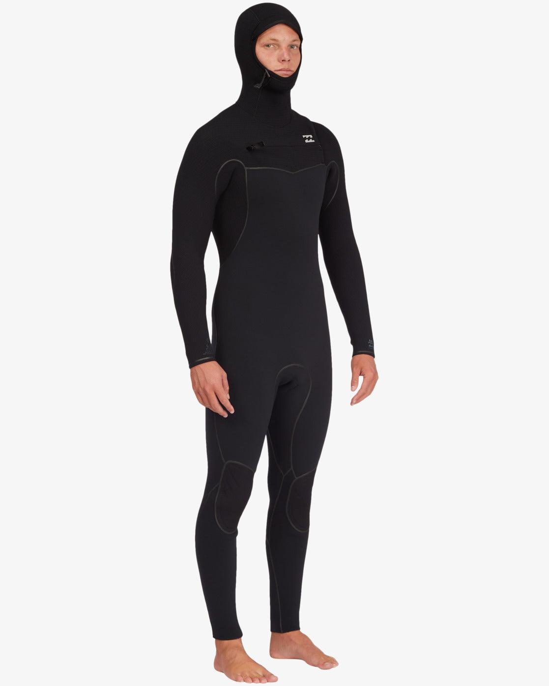 5/4 Furnace Hooded Chest Zip Full Wetsuit - Black Male Product Image