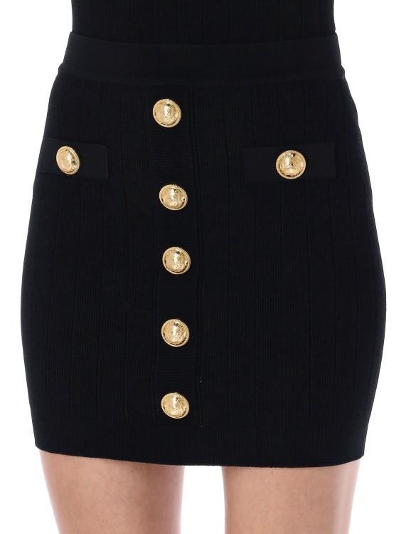 Knit Skirt With Buttons In Black Product Image