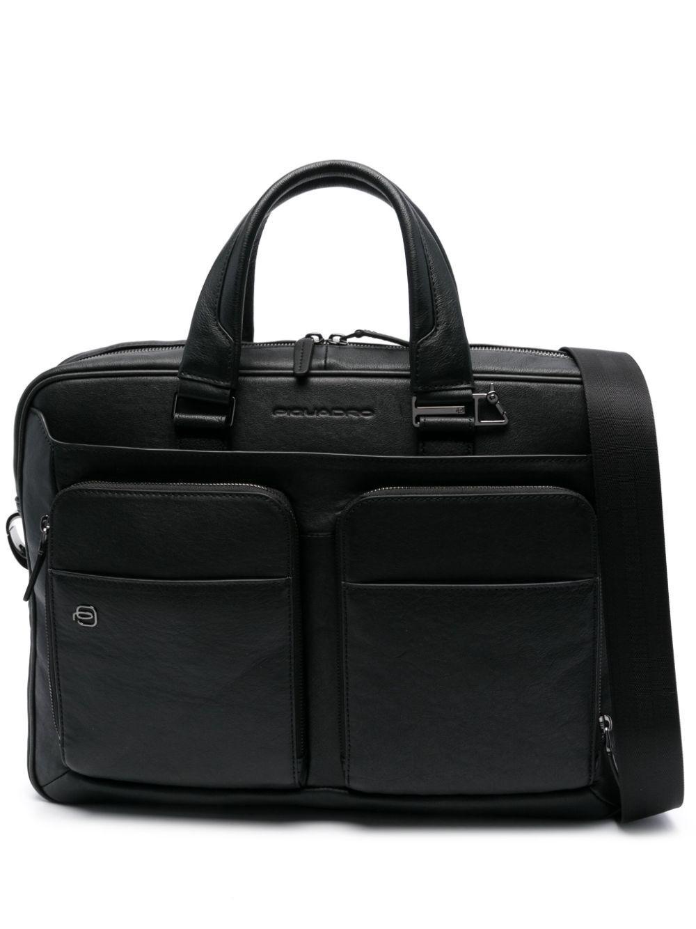 PIQUADRO Black Leather Workbook Briefcase Product Image