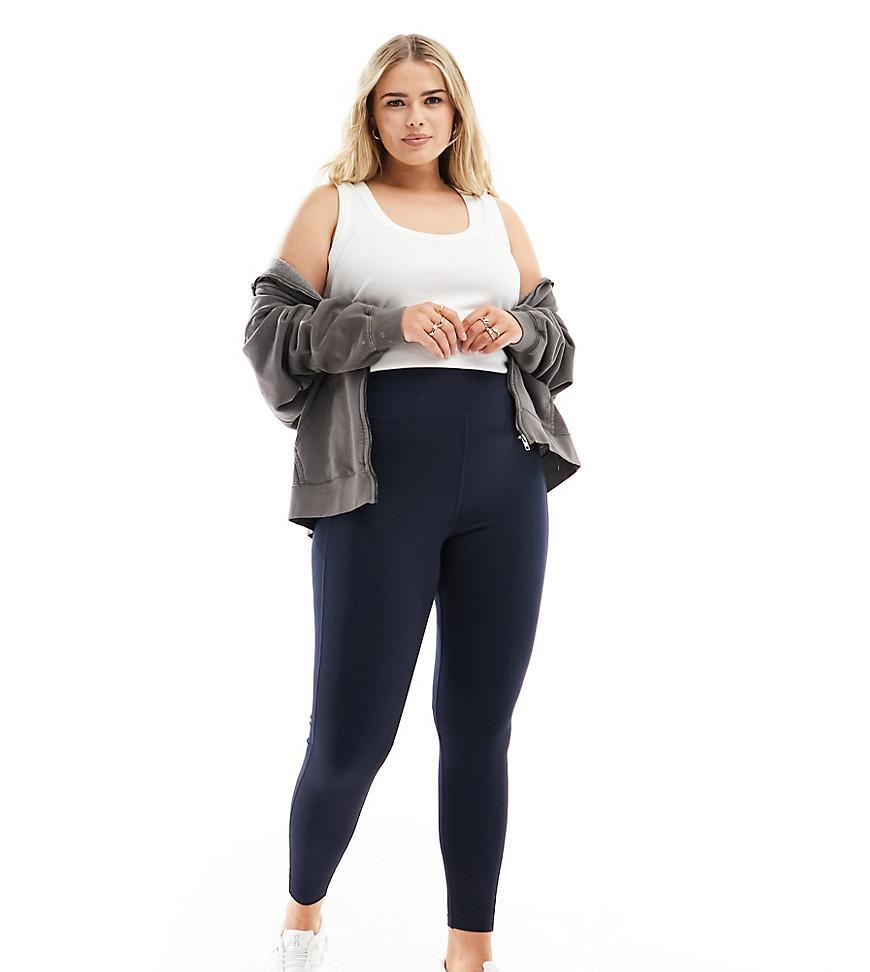 ASOS 4505 CurveIcon running tie waist gym leggings with phone pocket in navy Product Image