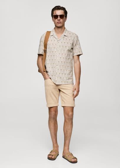 MANGO MAN - Slim-fit denim bermuda shorts beigeMen Product Image