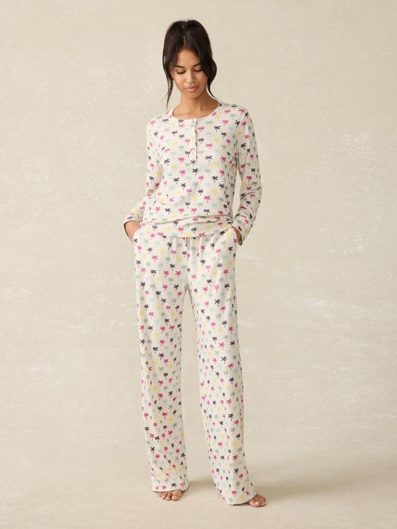 Cloud Henley Pajama Pant Set - Sun Valley Palms Product Image