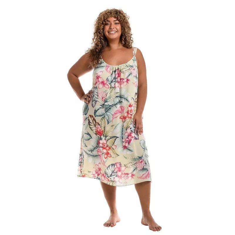 Plus Size Lilac+London Print Midi Nightgown, Womens Product Image