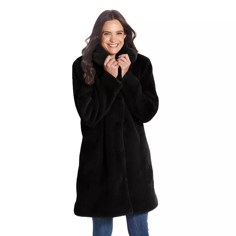 Womens Gallery Faux Fur Shawl Collar Coat Red Product Image