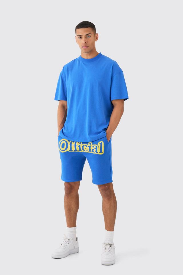 Oversized Extended Neck Official Spray Graffiti T-shirt And Shorts Set | boohooMAN USA Product Image