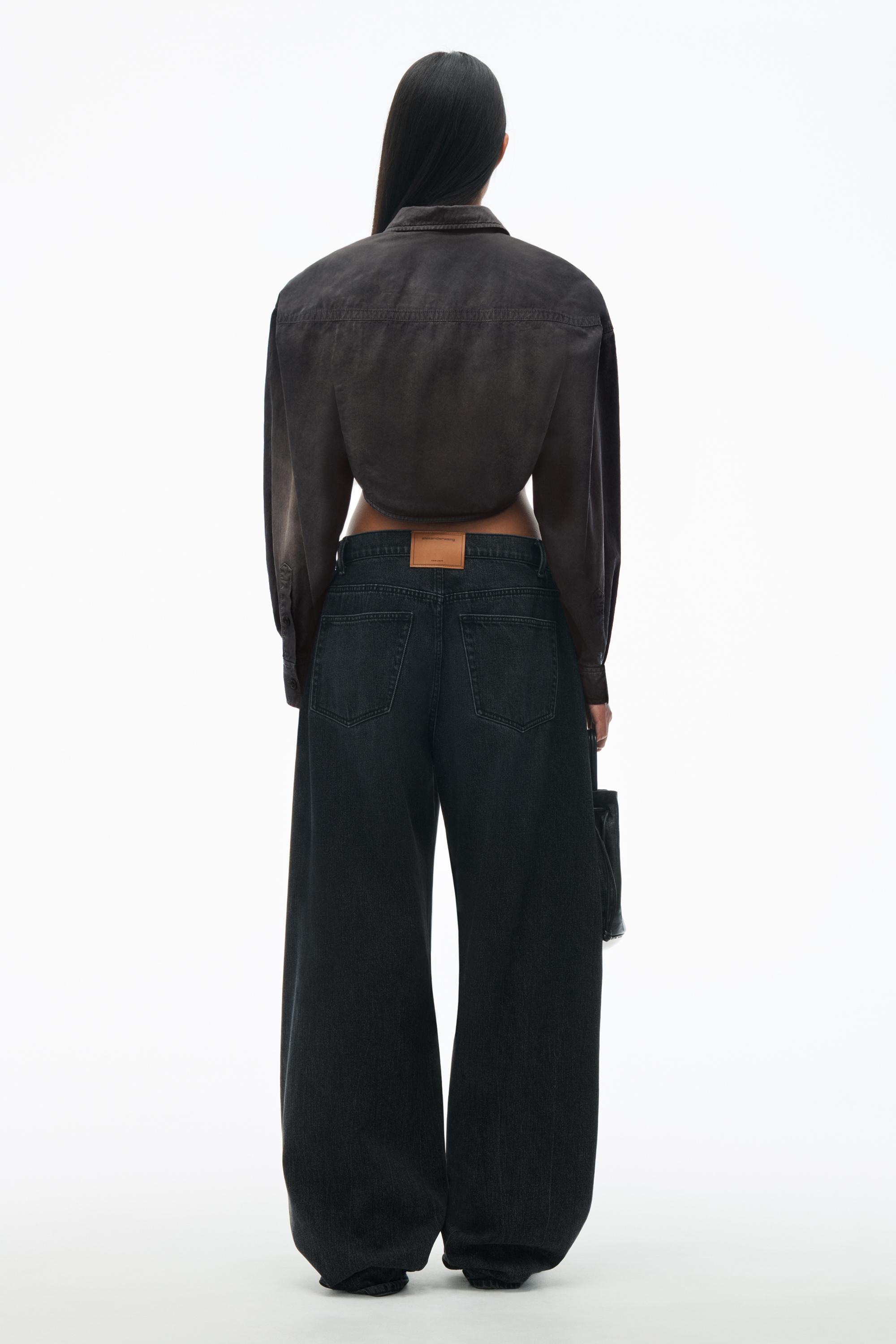 Curved Cropped Shirt In Cotton Twill Product Image