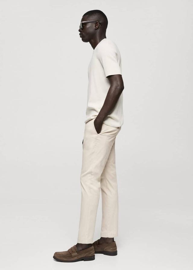 Mango Mens Cotton Tapered Crop Pants - Light Product Image