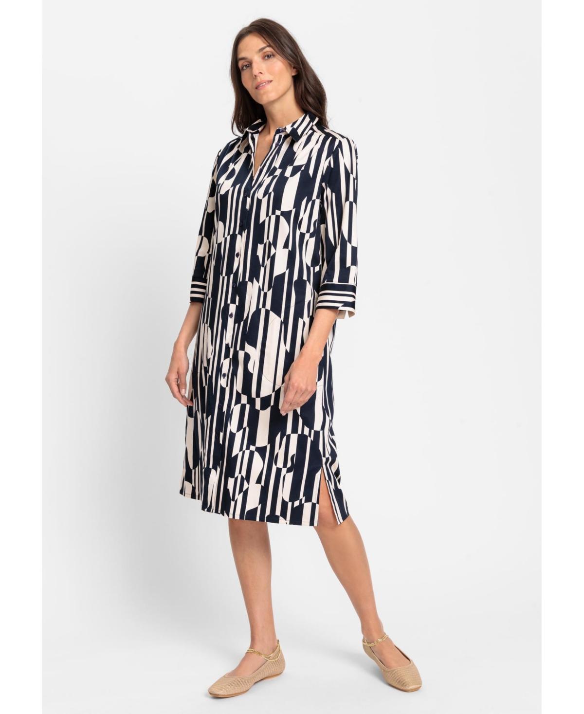 Olsen Womens 3/4 Sleeve Geo Shirt Dress Product Image