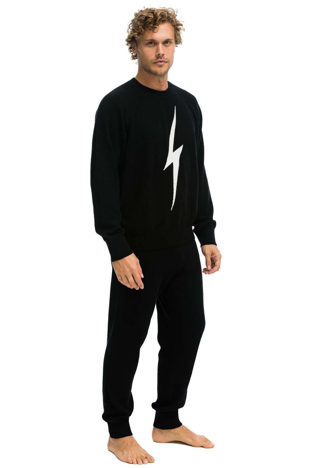 MEN'S BOLT CASHMERE LIGHT SWEATER PANT	- BLACK // WHITE BOLT Male Product Image