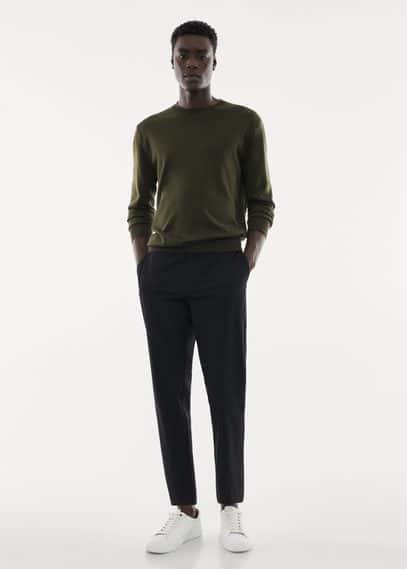 MANGO MAN - Merino wool washable sweater olive greenMen Product Image