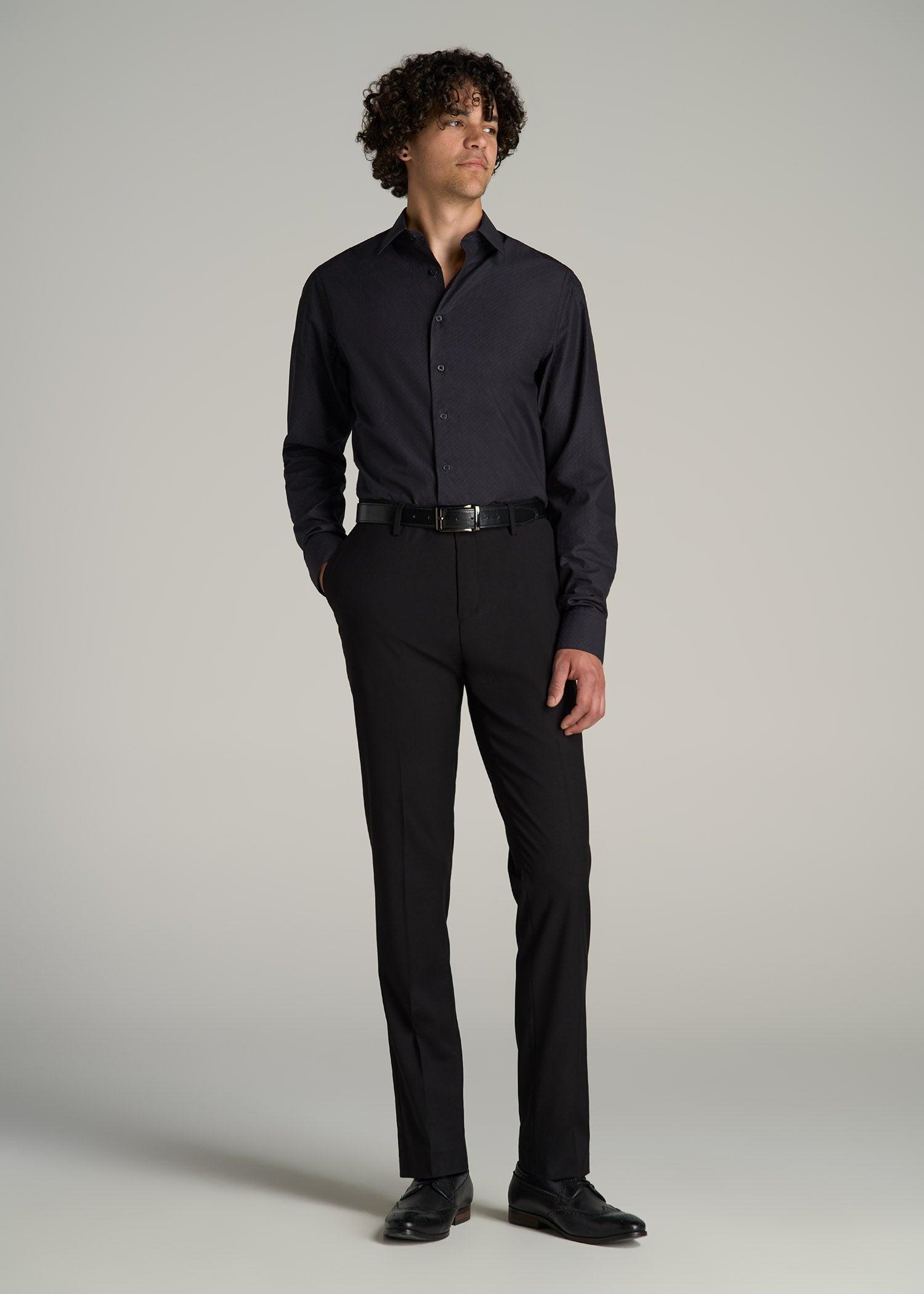 Premium Dress Shirt for Tall Men in Black Diamond Product Image