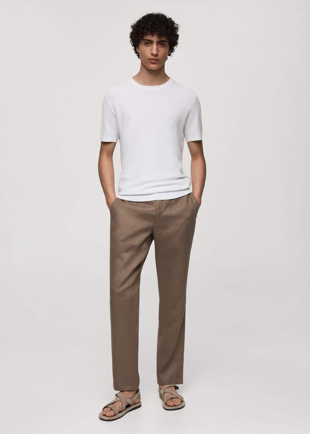 MANGO MAN - Slim-fit 100% linen pants medium brownMen Product Image