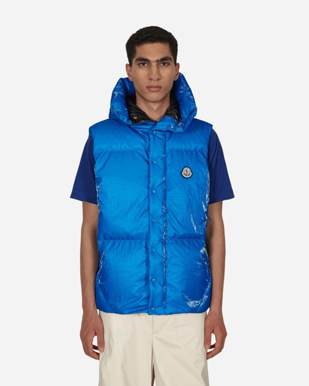 MONCLER Lawu Hooded Ripstop Down Gilet In Blue Product Image