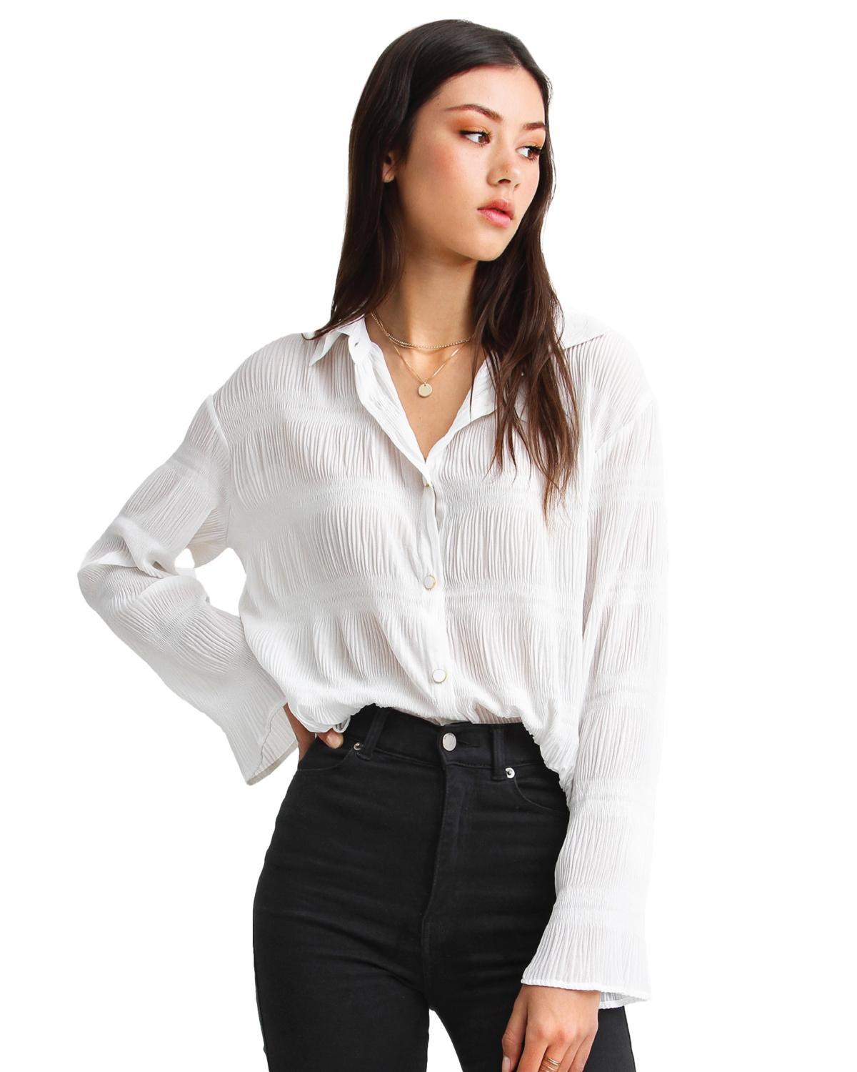 Belle & Bloom Womens Yoko Shirred Chiffon Blouse Product Image