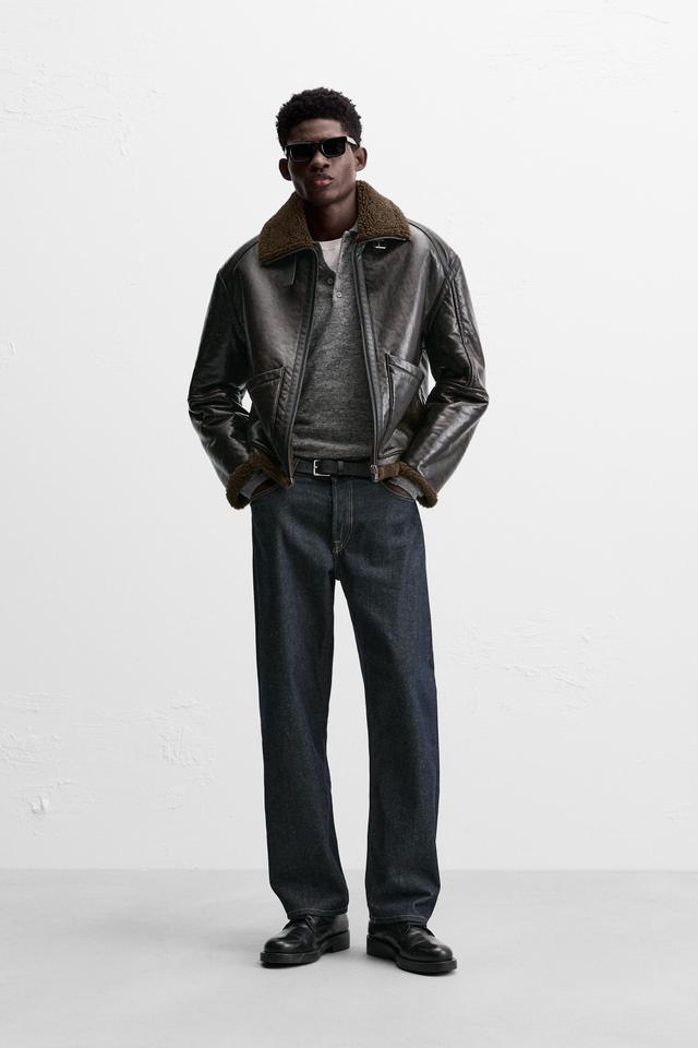 DOUBLE FACED FAUX LEATHER JACKET Product Image