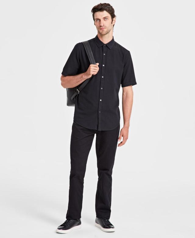 Alfani Mens Short-Sleeve Solid Textured Shirt, Created for Macys Product Image