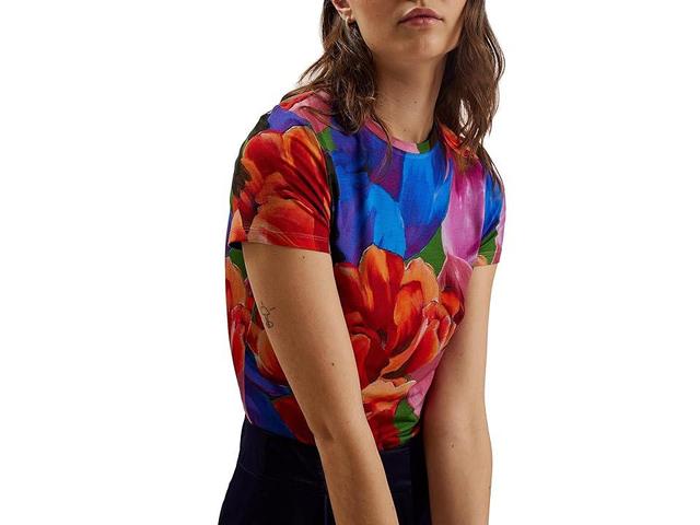 Ted Baker Juhana Printed Fitted Tee (Multicolor) Women's Clothing Product Image