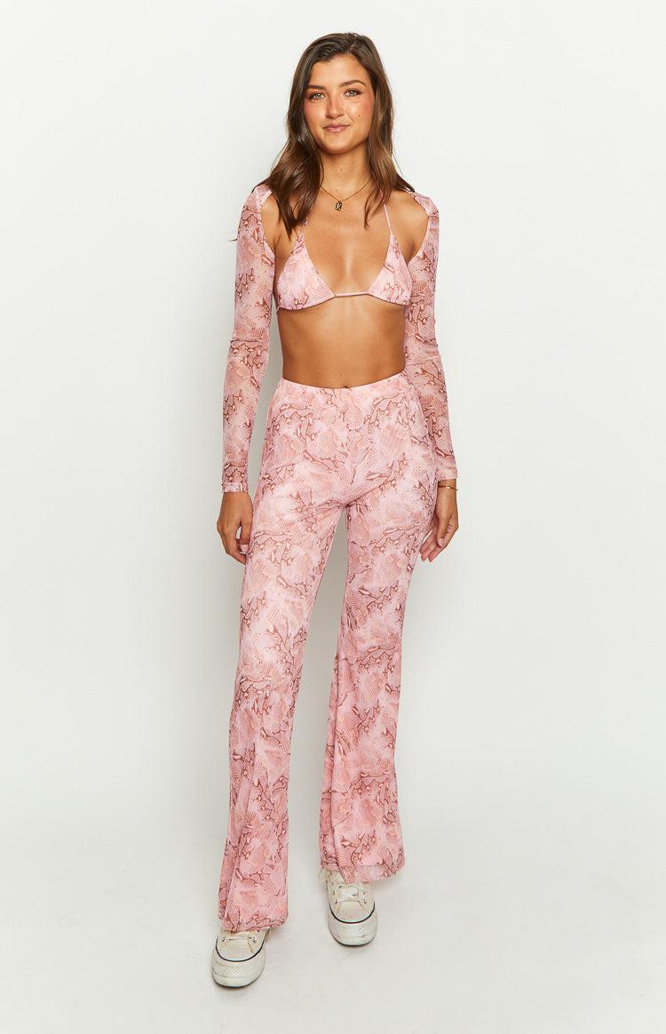 Main Act Pink Swirl Snake Print Top And Bolero Product Image