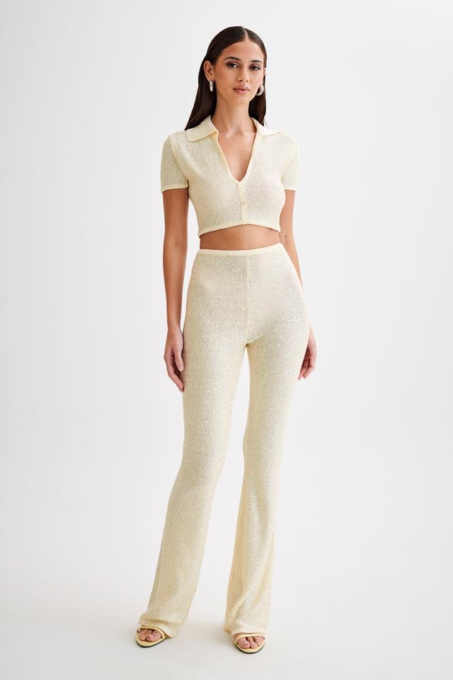 Huntley Sequin Knit Pants - Lemon Product Image