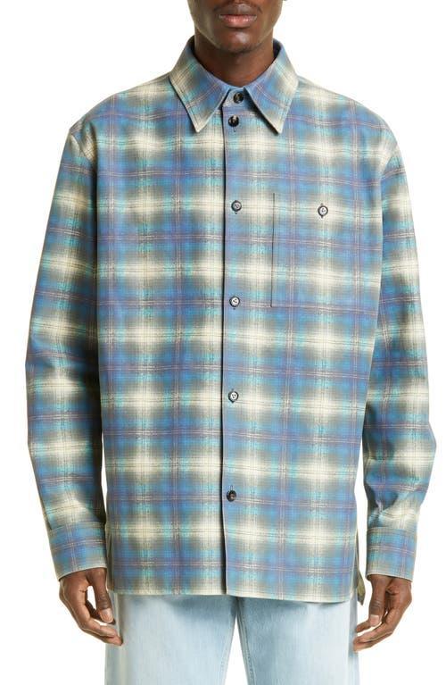 Bottega Veneta Plaid Flannel Print Leather Shirt Jacket Product Image