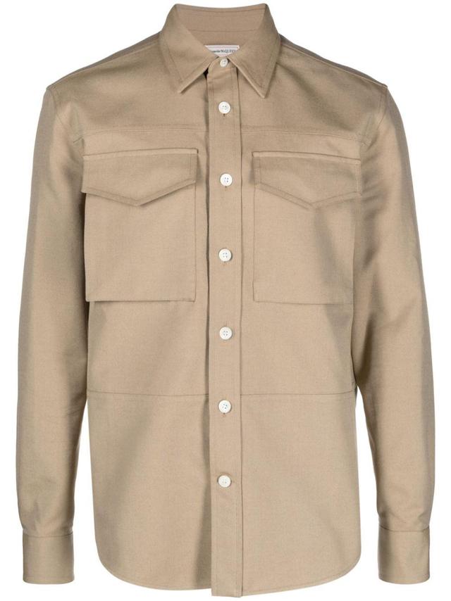 Cargo-pocket Cotton Shirt In Neutrals Product Image