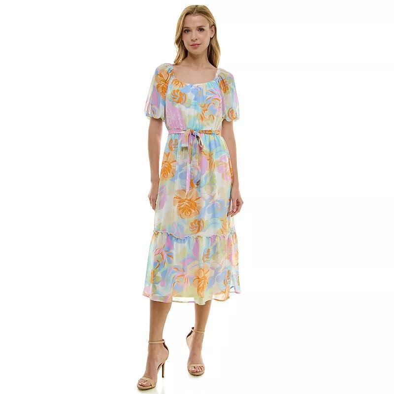 Womens Luxology Puff Sleeve Floral Maxi Dress Product Image