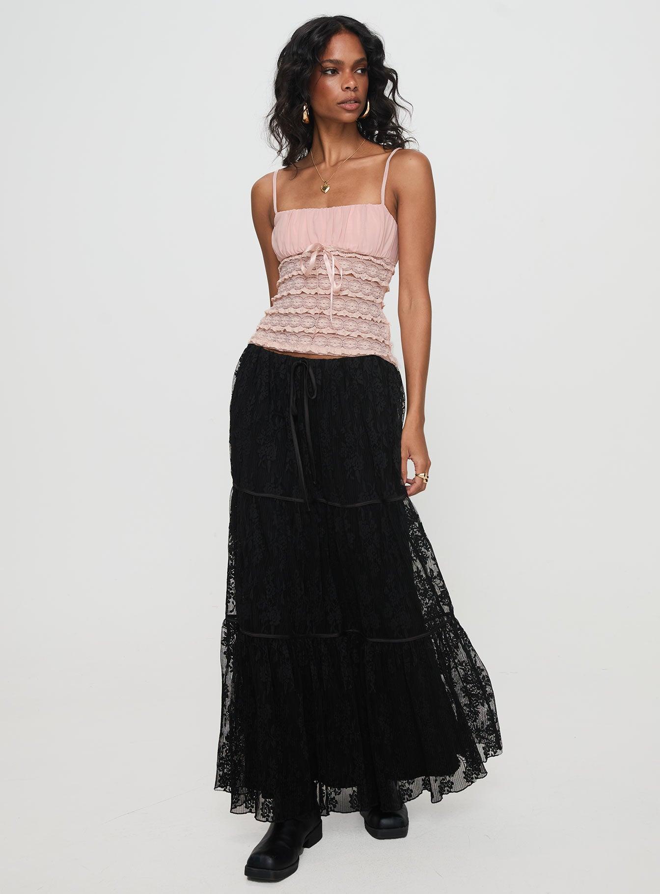 Oh Plisse Maxi Skirt Black Product Image