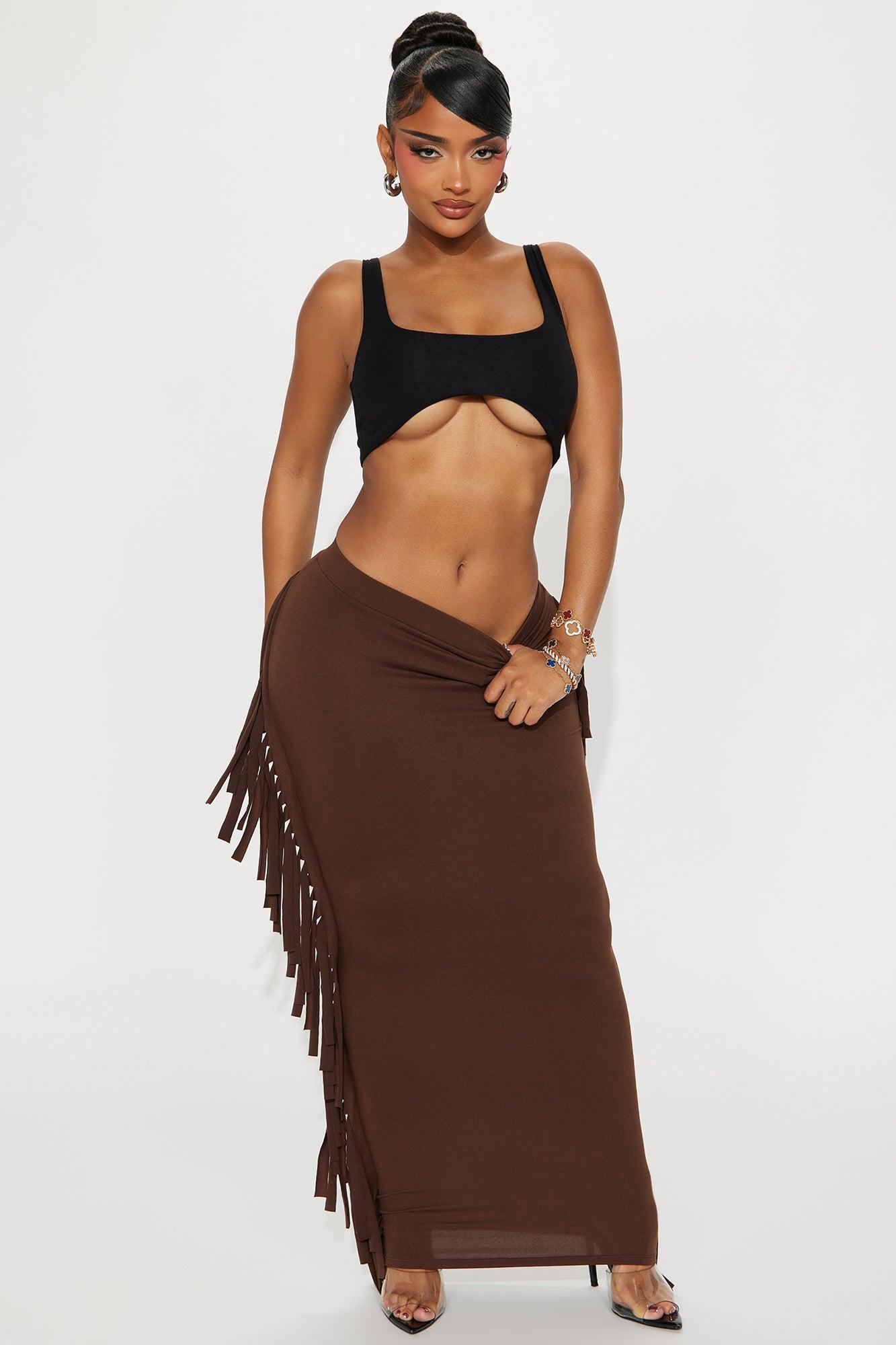 Going Places Fringe Maxi Skirt - Chocolate product image