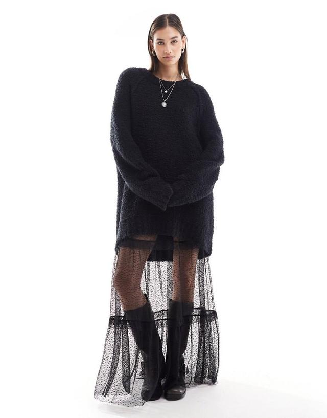 Free People super soft oversized maxi sweater in black Product Image