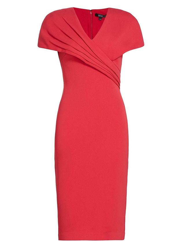 Womens Pleated Wrap Sheath Dress Product Image