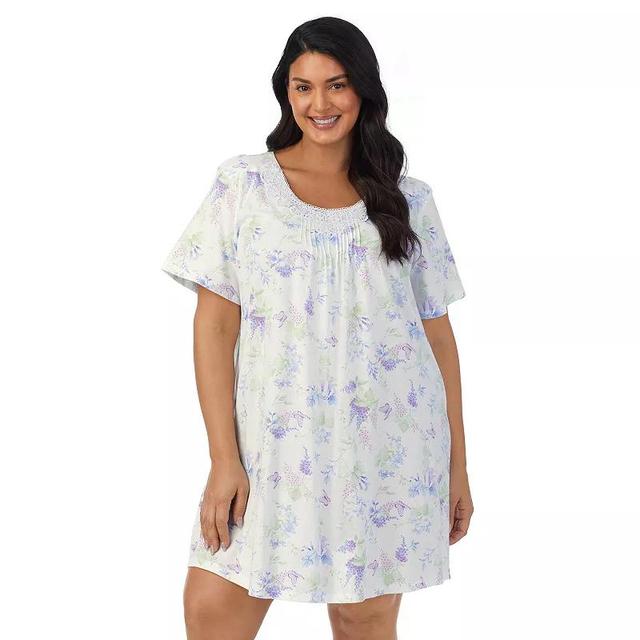 Plus Size Carole Hochman Cotton Short Sleeve Nightgown, Womens Product Image