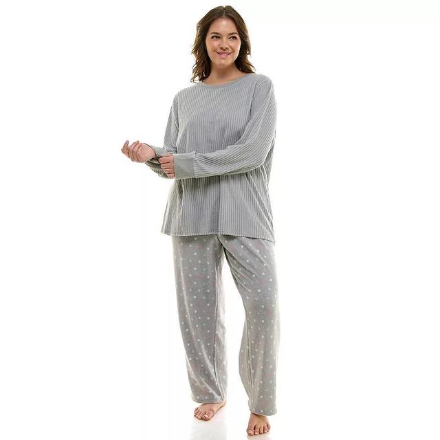 Plus Size Croft & Barrow 2-pc. Long Sleeve Pajama Top & Pajama Pants Sleep Set, Womens Red Toille Product Image