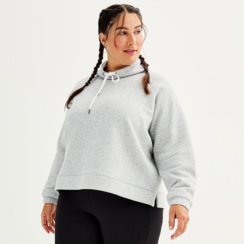 Plus Size Tek Gear Ultrasoft Fleece Cowl Sweatshirt, Womens Metro Grey Product Image