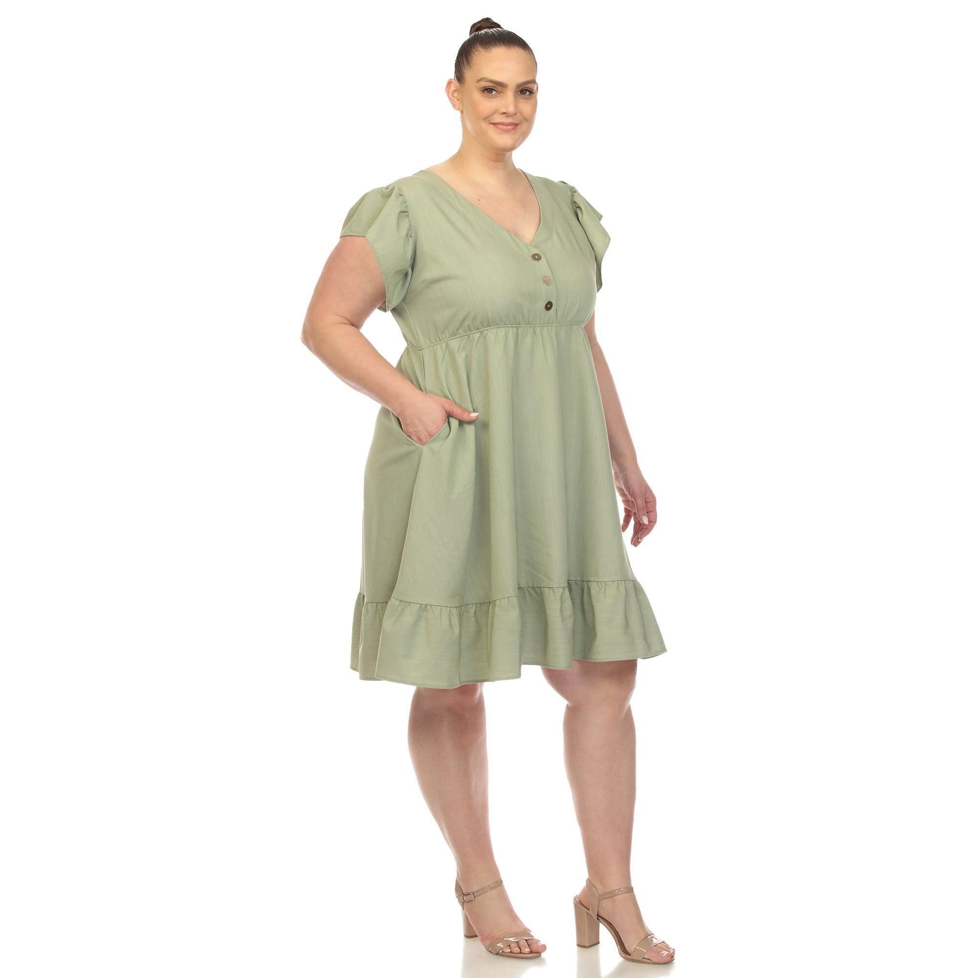 Ruffle Sleeve Knee-Length Dress - Plus Product Image