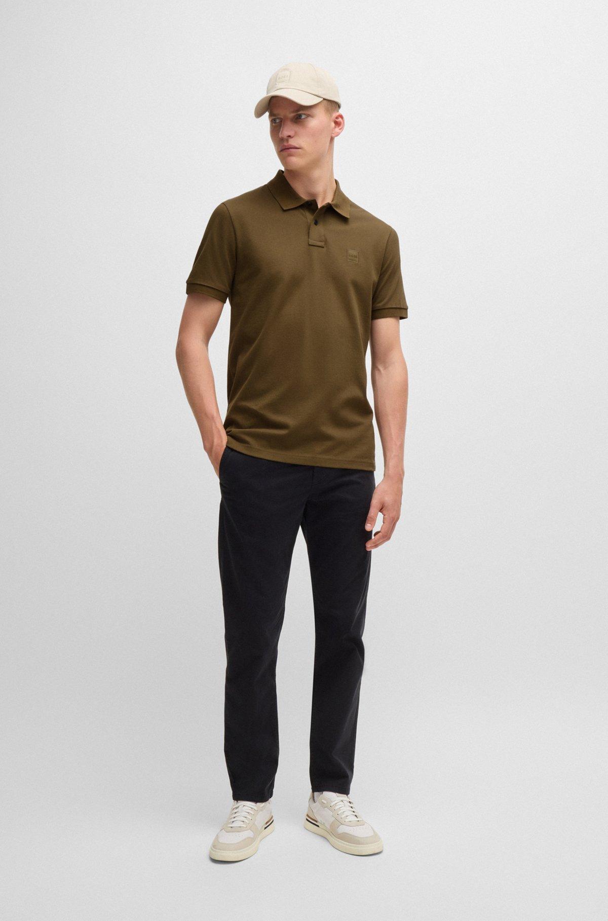 Slim-fit stretch-cotton polo shirt with logo patch Product Image