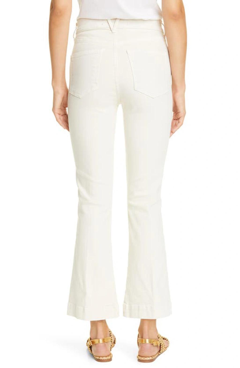 VERONICA BEARD Carson High Waist Flare Ankle Jeans In White Product Image