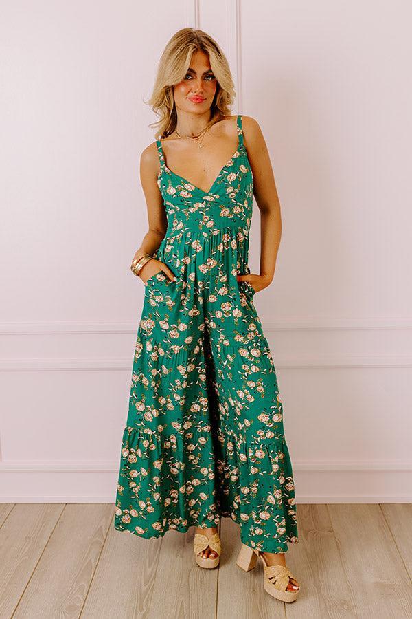 All Of A Sudden Floral Jumpsuit In Green Product Image