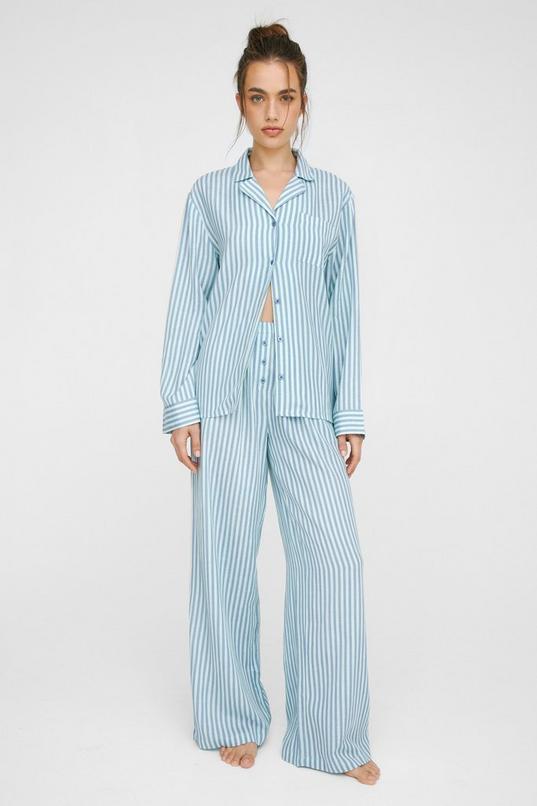 Cotton Linen Stripe Pajama Pants Set Product Image